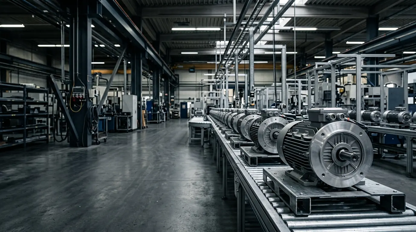 Motores eléctricos sobre una línea de ensamble de producción repetitiva